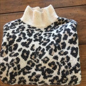 Loft Mock Neck Leopard Print Sweater.